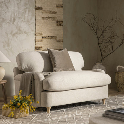 Canapé-lit en tissu Daphnis Oatmeal, causeuse