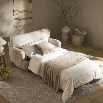 Canapé-lit en tissu Daphnis Oatmeal, causeuse