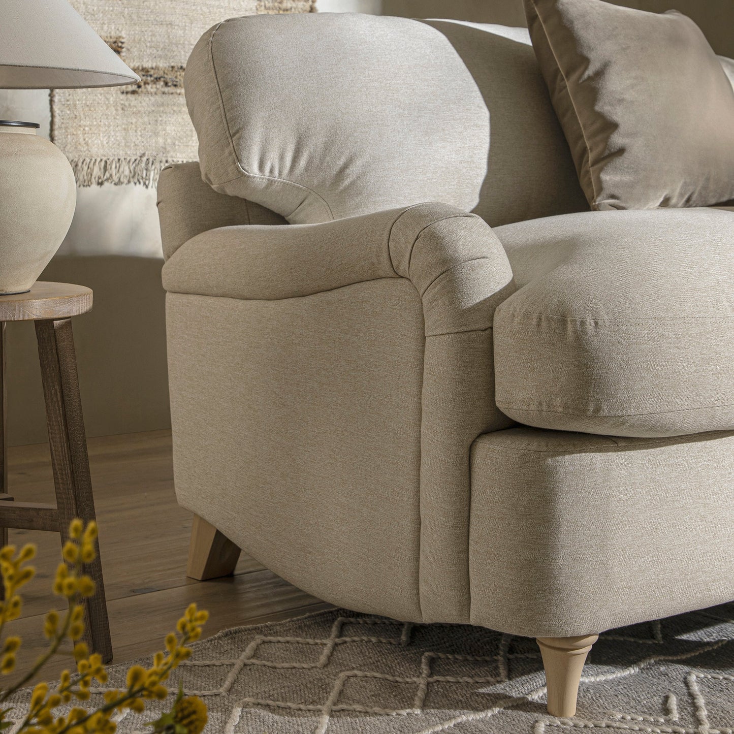 Canapé-lit en tissu Daphnis Oatmeal, causeuse