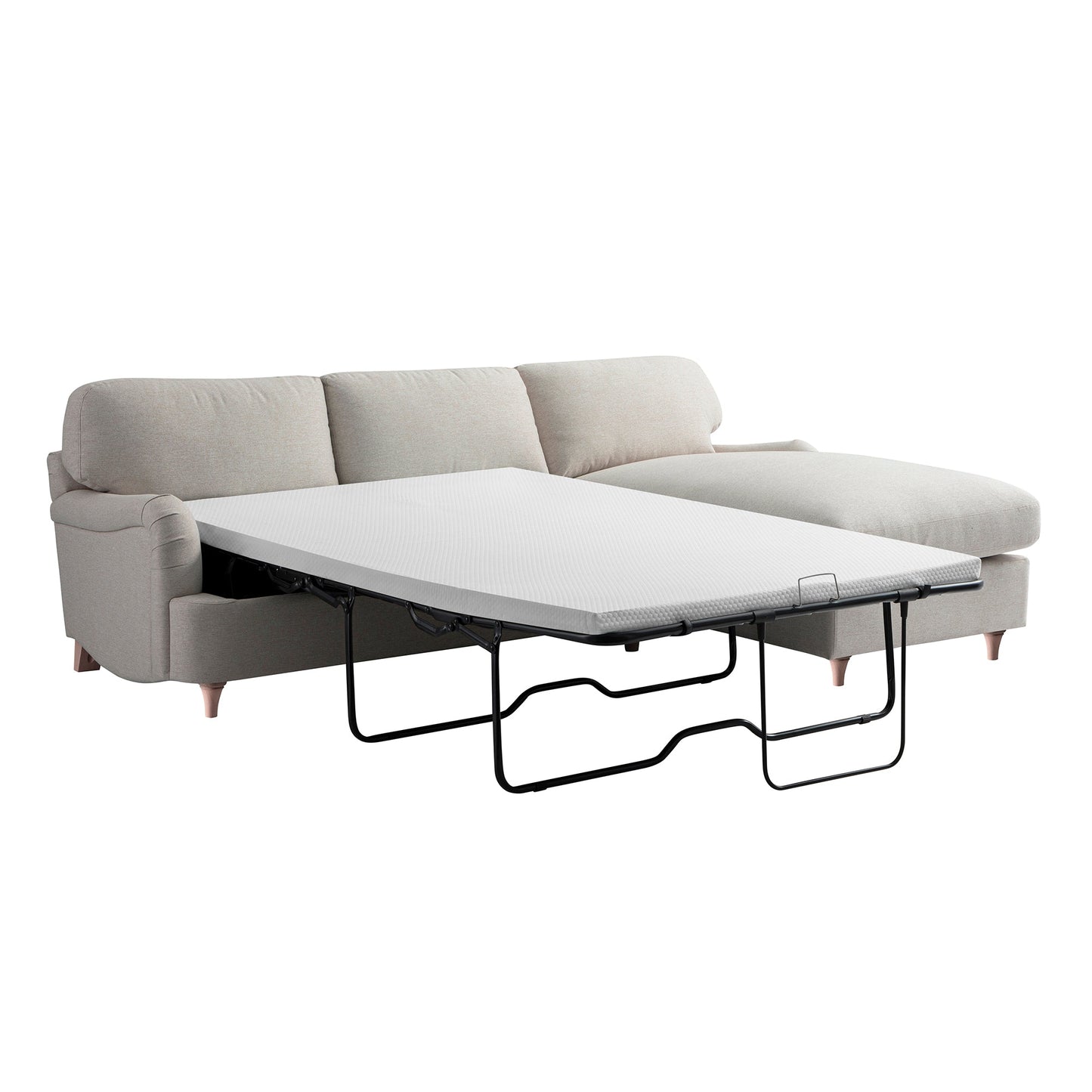 Canapé-lit en tissu Daphnis Oatmeal, grande méridienne orientée à droite