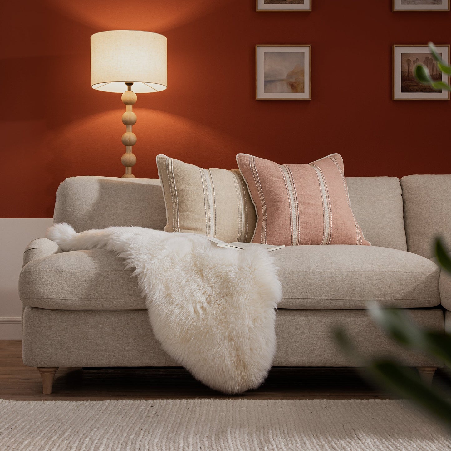 Canapé-lit en tissu Daphnis Oatmeal, grande méridienne orientée à droite