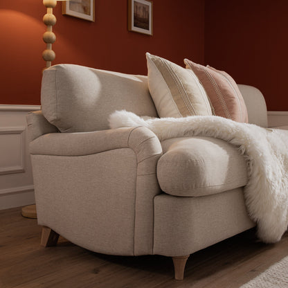 Canapé-lit en tissu Daphnis Oatmeal, grande méridienne orientée à droite