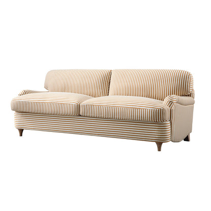 Canapé-lit 3 places Daphnis en lin mélangé à rayures ocre, grand