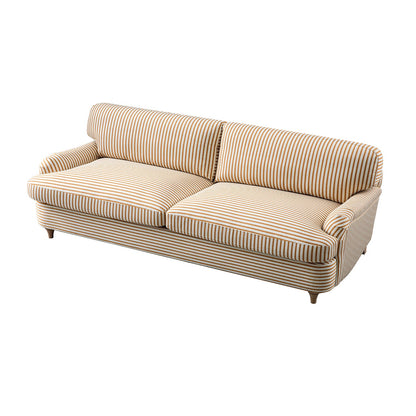 Canapé-lit 3 places Daphnis en lin mélangé à rayures ocre, grand