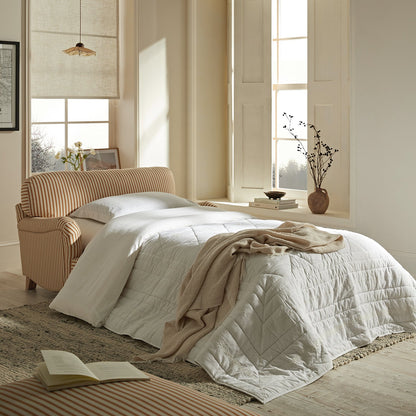 Canapé-lit et causeuse en tissu mélangé lin à rayures ocre Daphnis