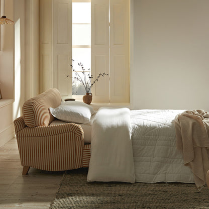 Canapé-lit et causeuse en tissu mélangé lin à rayures ocre Daphnis