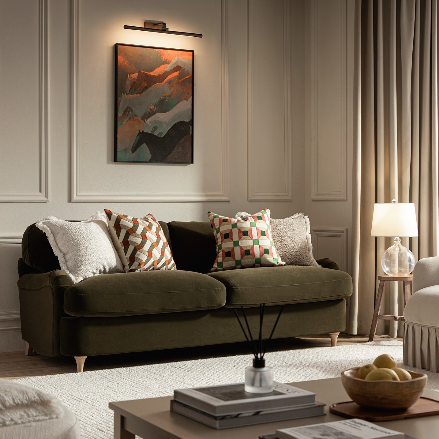 Canapé-lit 3 places en velours aux algues Daphnis