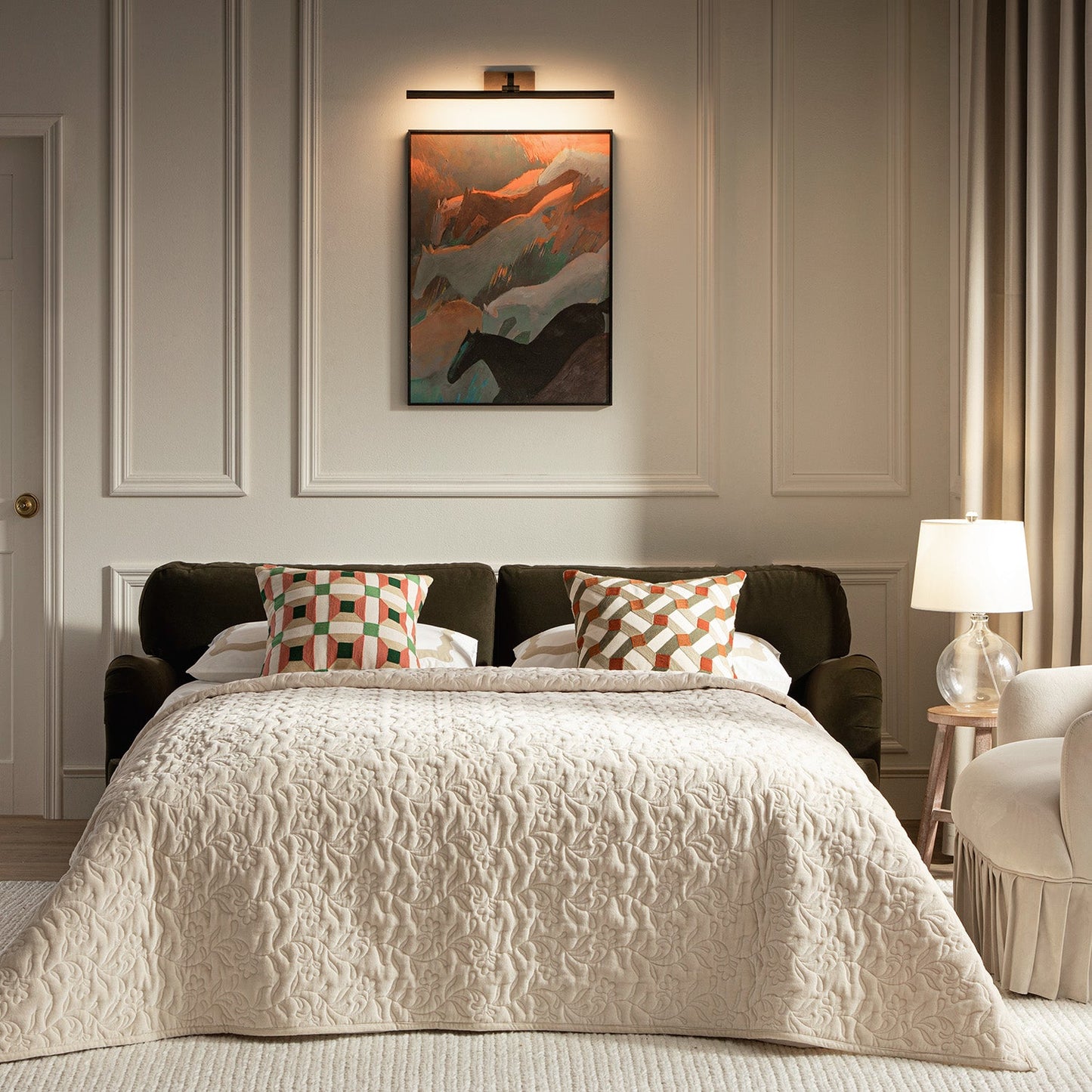 Canapé-lit 3 places en velours aux algues Daphnis