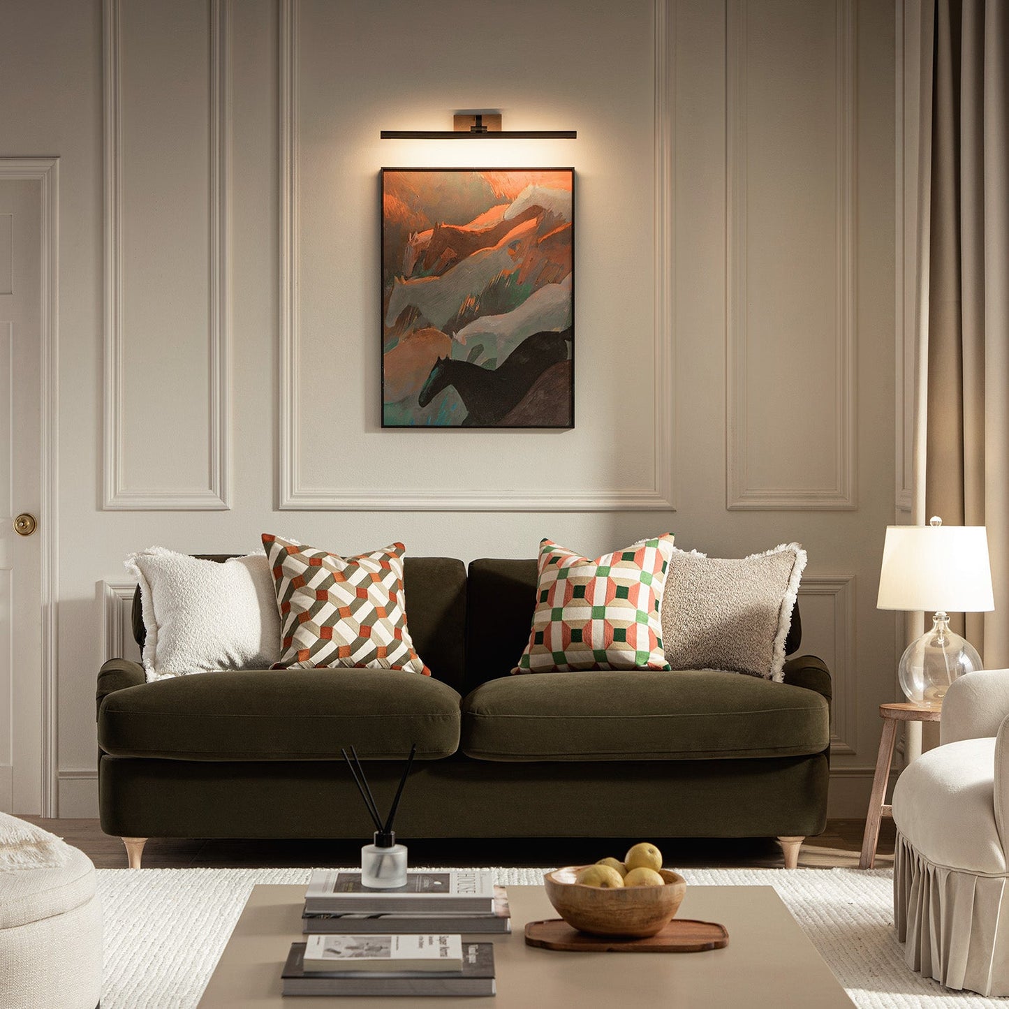 Canapé-lit 3 places en velours aux algues Daphnis