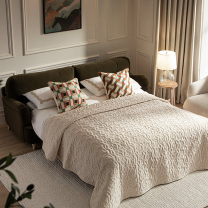 Canapé-lit 3 places en velours aux algues Daphnis