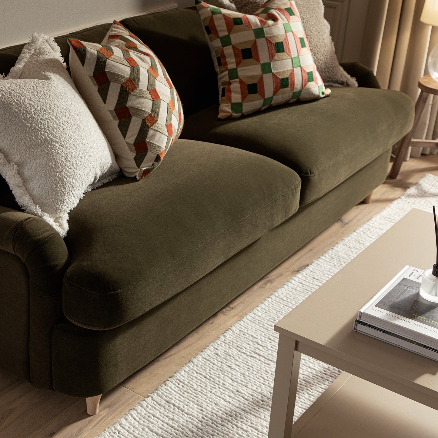 Canapé-lit 3 places en velours aux algues Daphnis