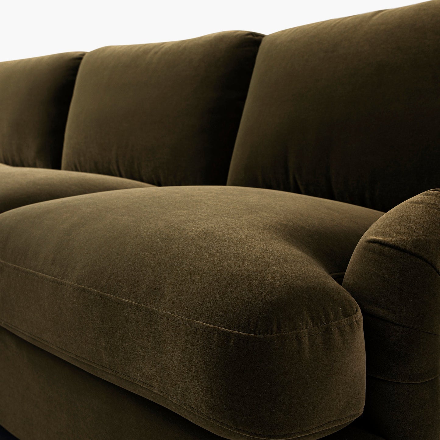 Canapé-lit en velours d'algues Daphnis, grande méridienne orientée à gauche