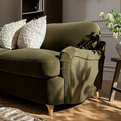 Canapé-lit en velours d'algues Daphnis, grande méridienne orientée à gauche