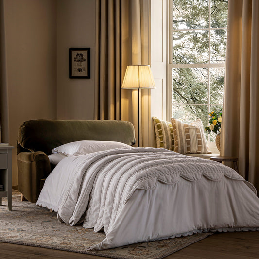 Canapé-lit en velours d'algues Daphnis, causeuse