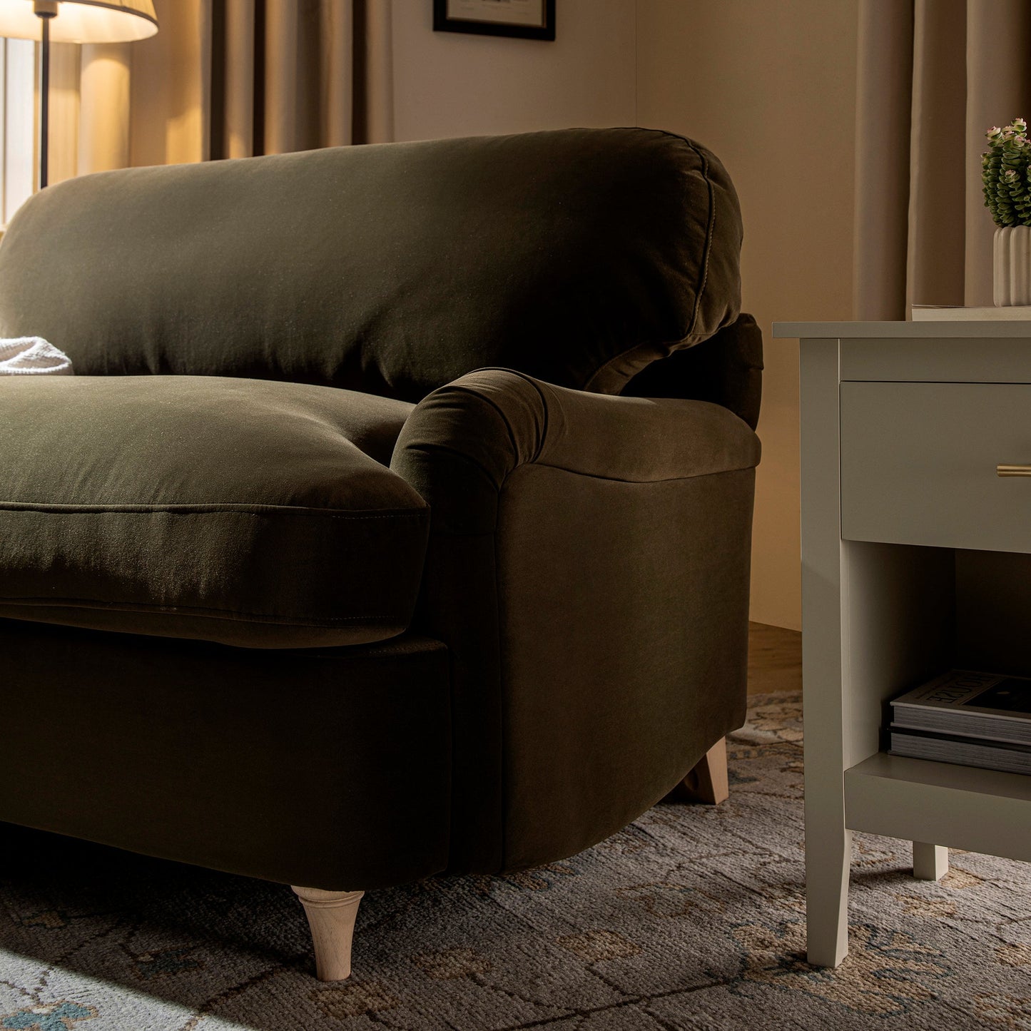 Canapé-lit en velours d'algues Daphnis, causeuse