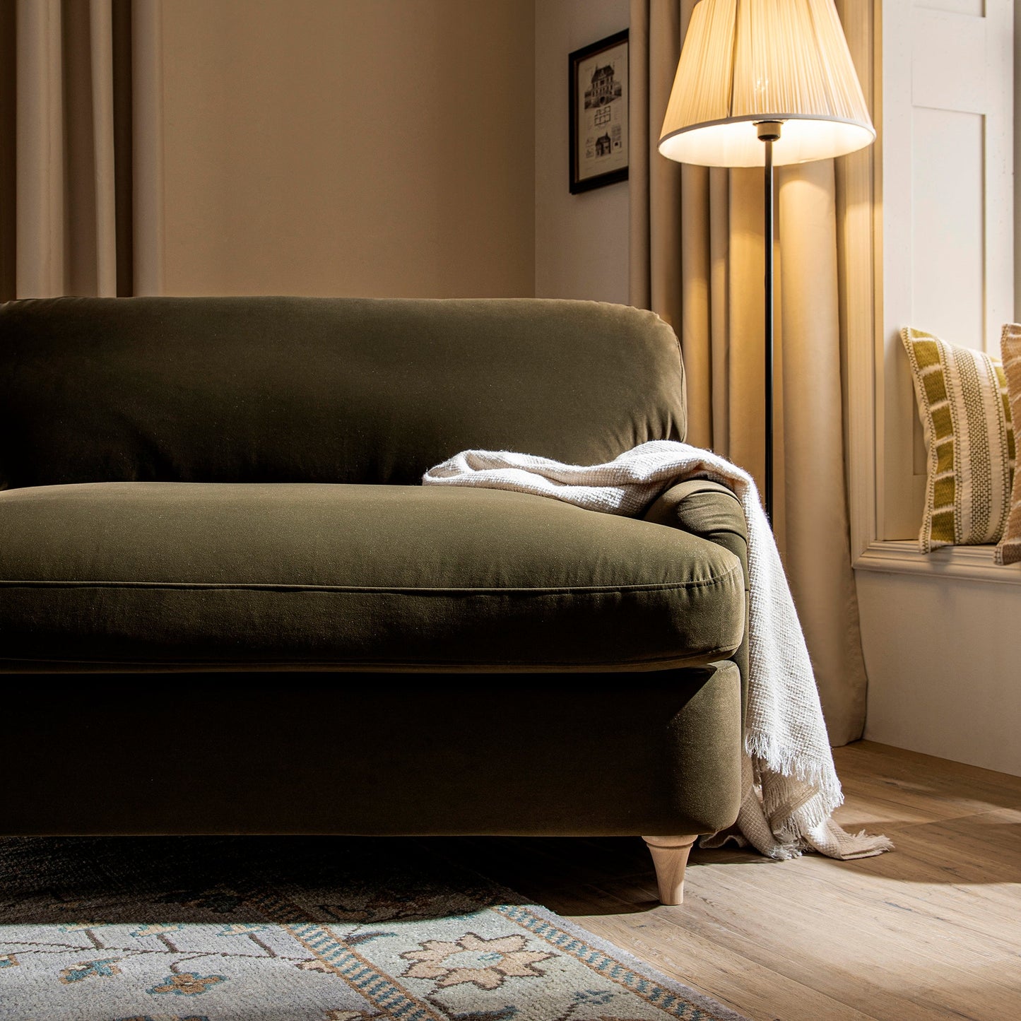 Canapé-lit en velours d'algues Daphnis, causeuse