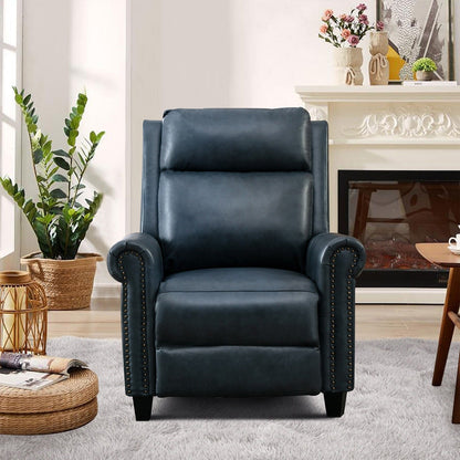 Fauteuil inclinable en cuir véritable avec dossier inclinable, accoudoirs et dossier confortables.