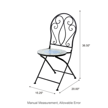 Ensemble bistro pliant en métal d'extérieur Glitzhome, 3 pièces : table et chaises de patio