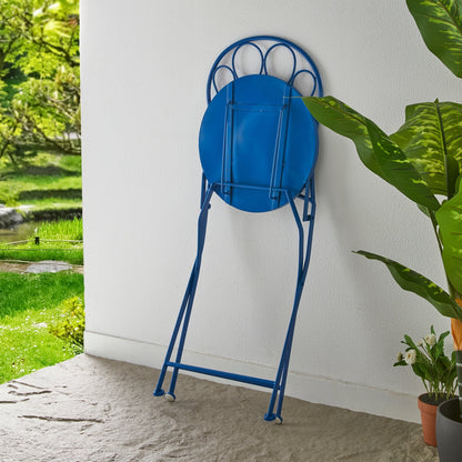 Ensemble bistro pliant en métal d'extérieur Glitzhome, 3 pièces : table et chaises de patio