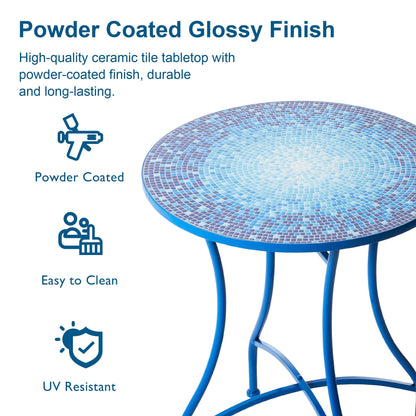 Ensemble bistro pliant en métal d'extérieur Glitzhome, 3 pièces : table et chaises de patio