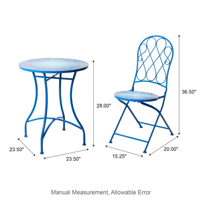 Ensemble bistro pliant en métal d'extérieur Glitzhome, 3 pièces : table et chaises de patio