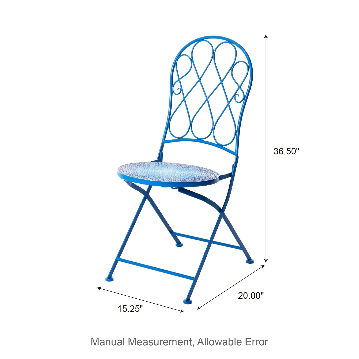 Ensemble bistro pliant en métal d'extérieur Glitzhome, 3 pièces : table et chaises de patio