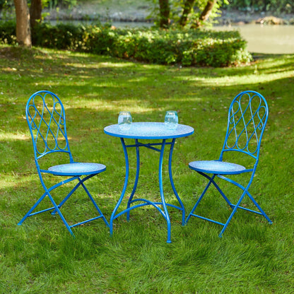 Ensemble bistro pliant en métal d'extérieur Glitzhome, 3 pièces : table et chaises de patio
