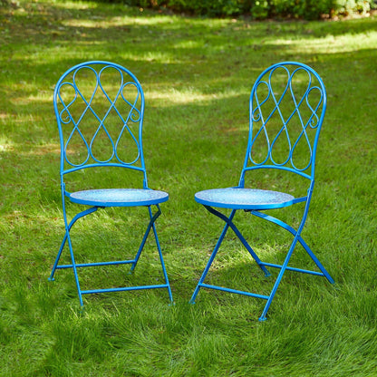 Ensemble bistro pliant en métal d'extérieur Glitzhome, 3 pièces : table et chaises de patio