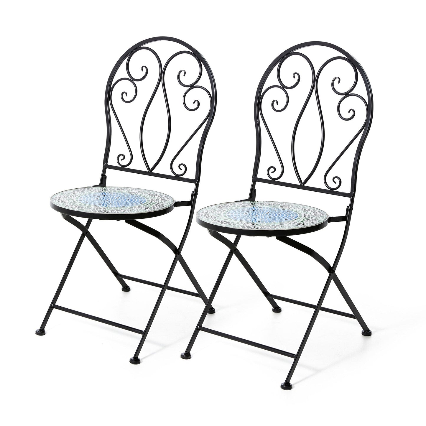 Ensemble bistro pliant en métal d'extérieur Glitzhome, 3 pièces : table et chaises de patio