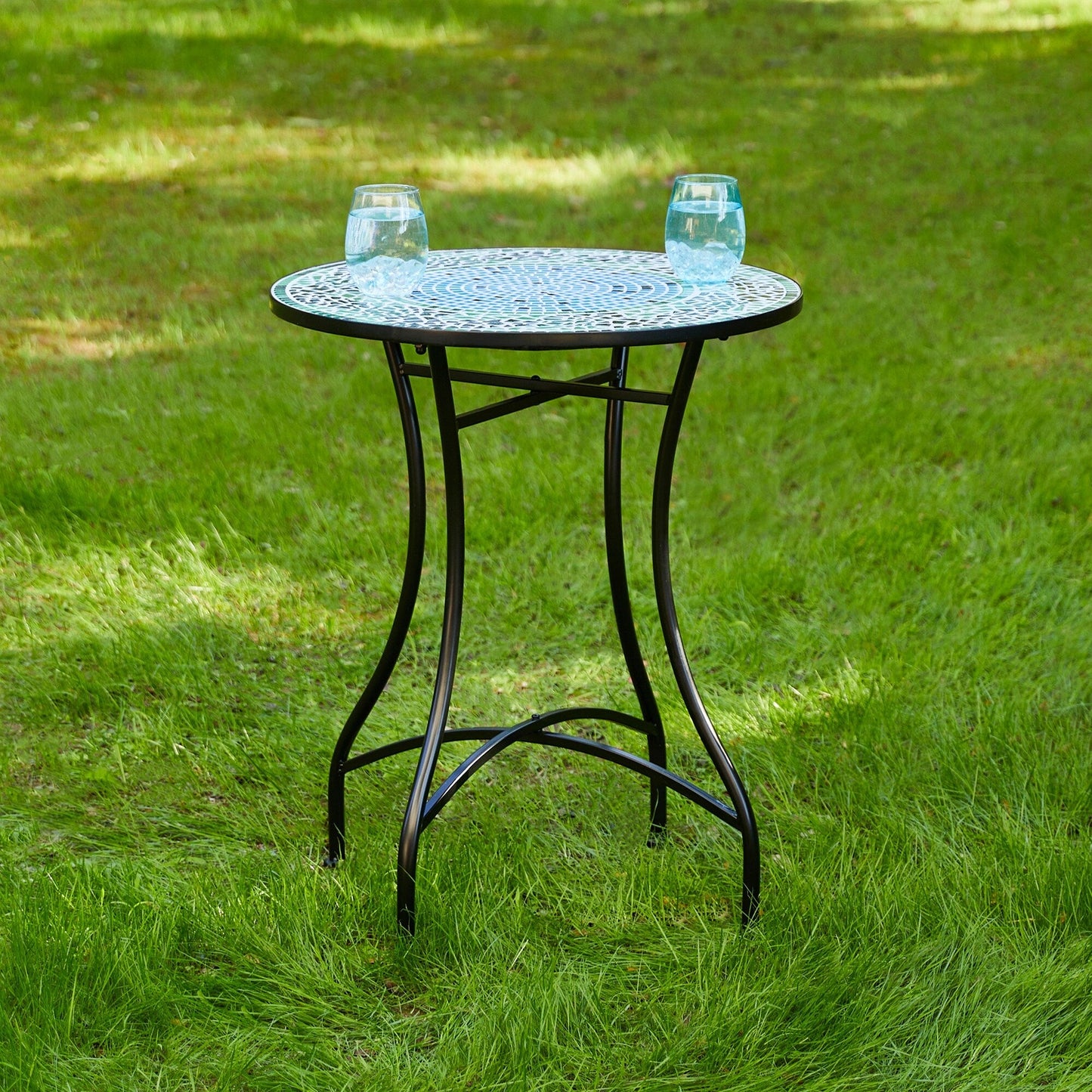 Ensemble bistro pliant en métal d'extérieur Glitzhome, 3 pièces : table et chaises de patio