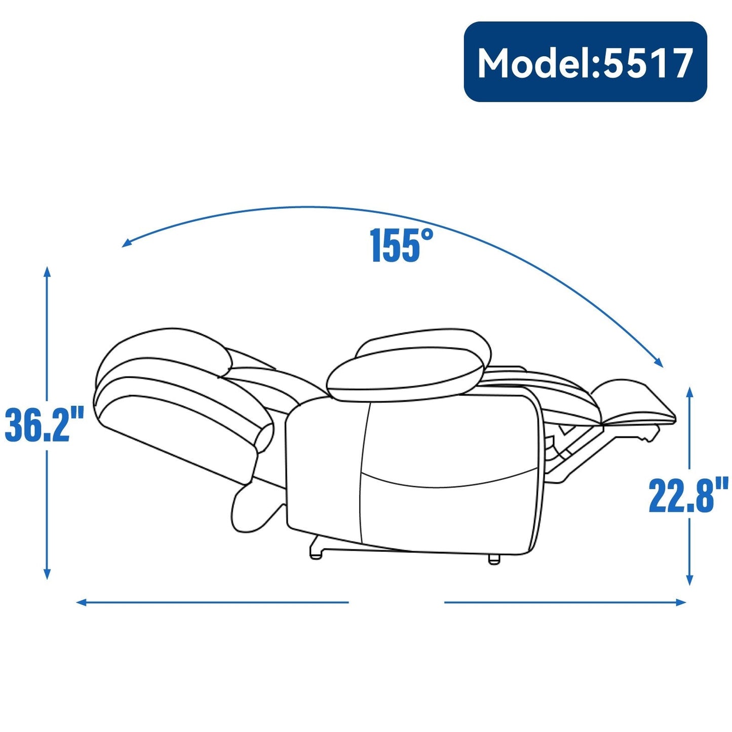Fauteuil inclinable électrique en chenille grise avec fonction massage, chauffage lombaire, ports USB et Type-C et porte-gobelets en acier inoxydable