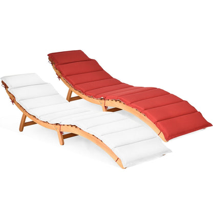 Gymax Lot de 2 chaises longues pliantes d'extérieur en eucalyptus - Voir les détails