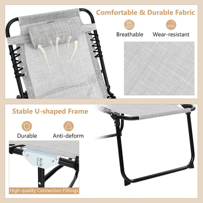 Chaise longue de plage pliante Gymax avec coussin, 4 positions