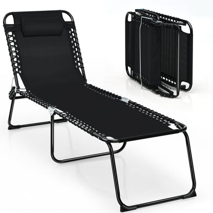 Chaise longue de plage pliante Gymax avec coussin, 4 positions