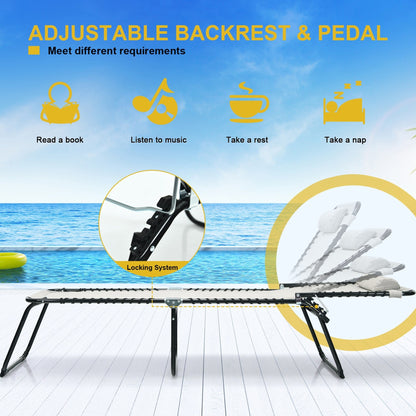 Chaise longue de plage pliante Gymax avec coussin, 4 positions