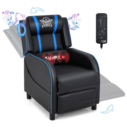 Fauteuil inclinable de jeu et de massage Gymax, canapé inclinable simple en cuir PU