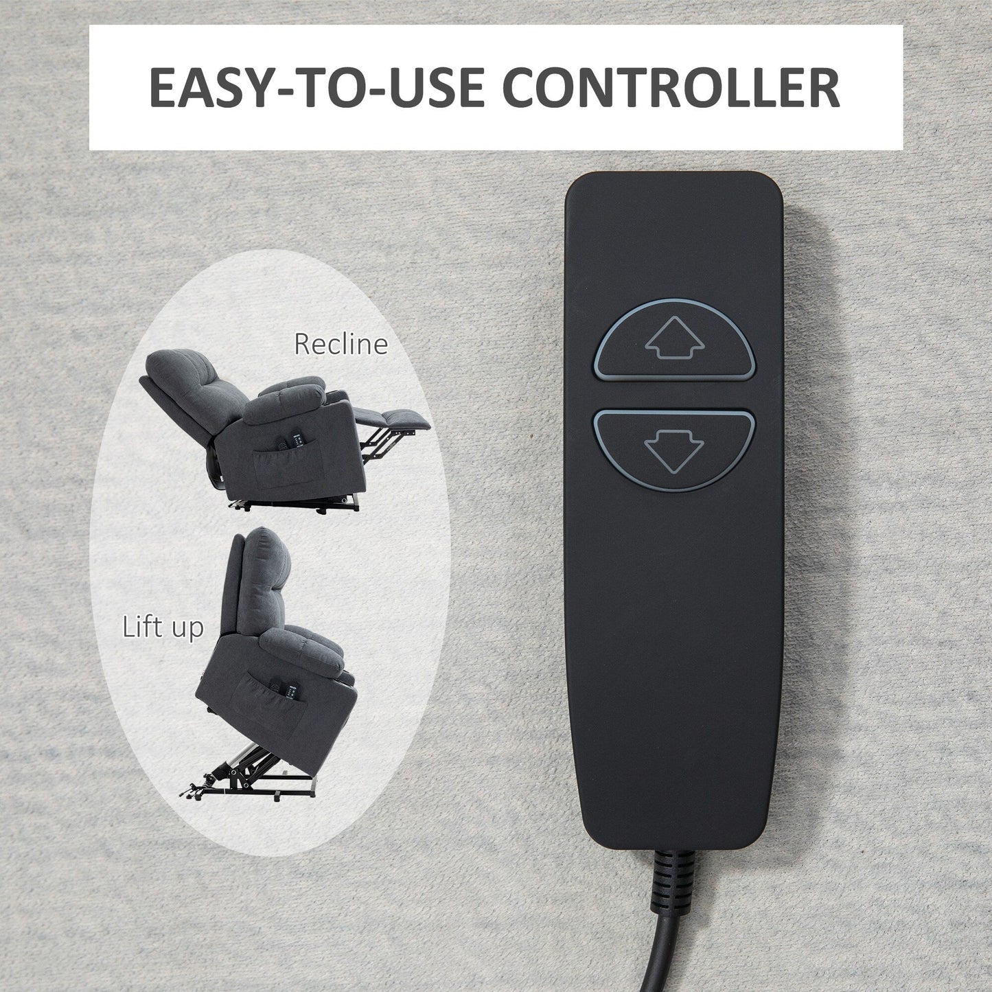 Fauteuil releveur électrique HOMCOM pour personnes âgées, fauteuil inclinable surdimensionné pour salon avec télécommande