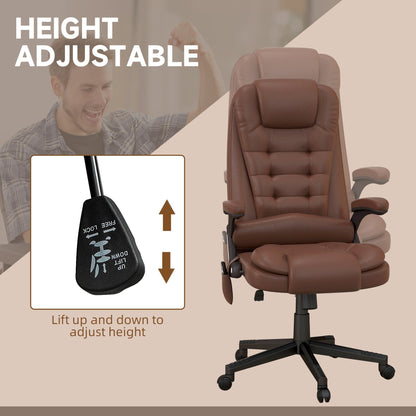 Fauteuil de bureau massant à dossier haut HOMCOM avec 6 points de vibration, beige