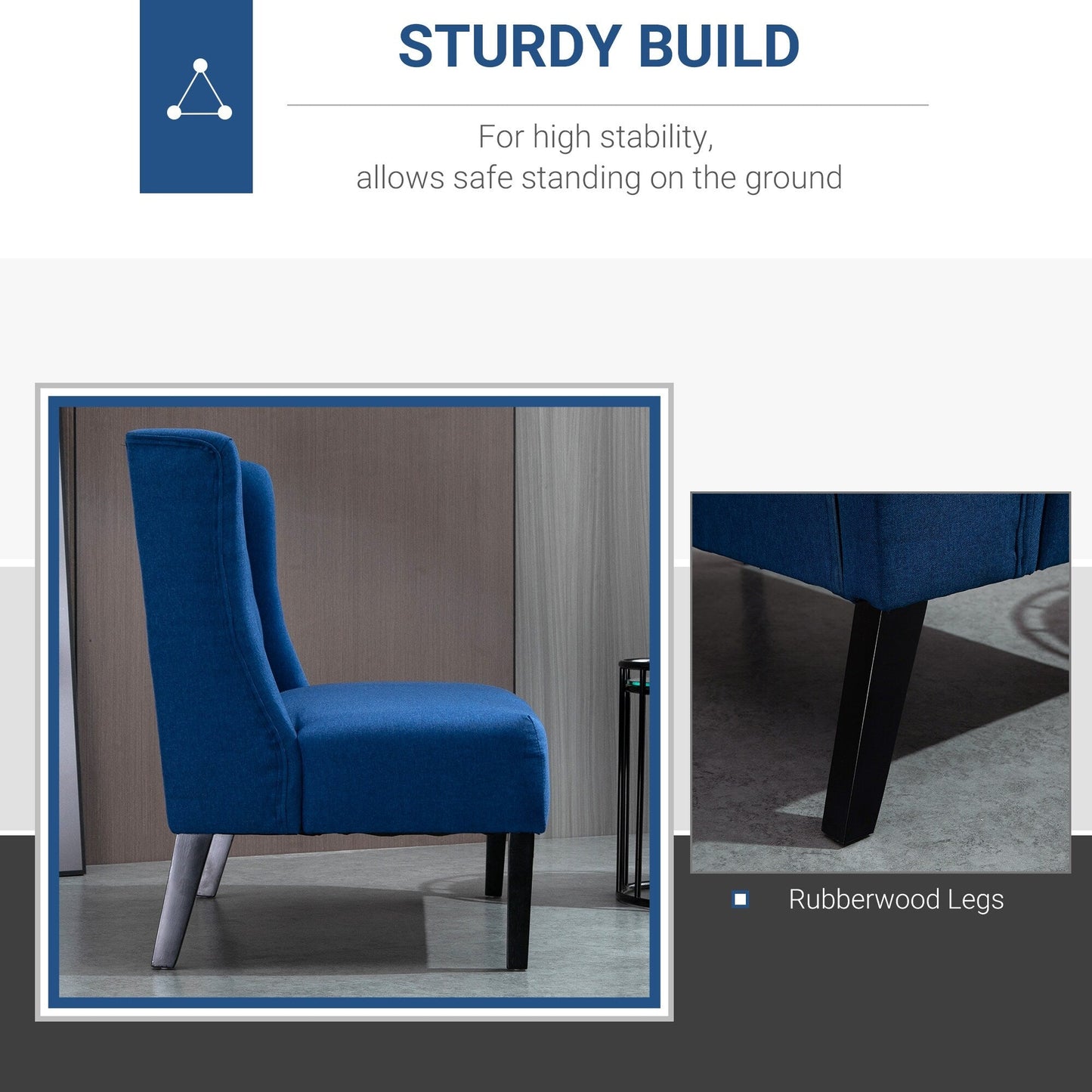 Canapé deux places HOMCOM en lin capitonné, sans accoudoirs, avec pieds en bois - 73 x 110 x 93 cm