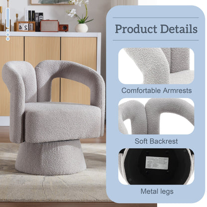 Fauteuils d'appoint HOMEFUN en tissu bouclé, pivotants à 360 degrés, style tonneau confortable