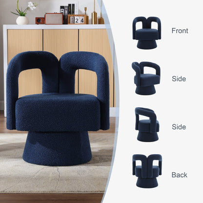 Fauteuils d'appoint HOMEFUN en tissu bouclé, pivotants à 360 degrés, style tonneau confortable
