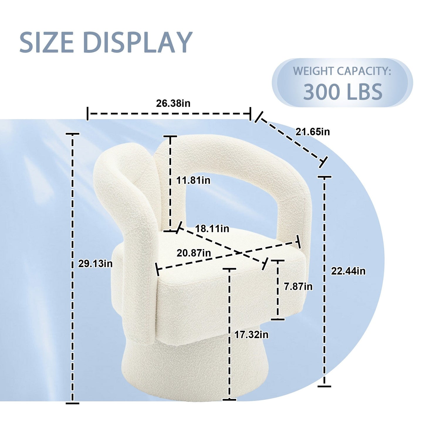 Fauteuils d'appoint HOMEFUN en tissu bouclé, pivotants à 360 degrés, style tonneau confortable