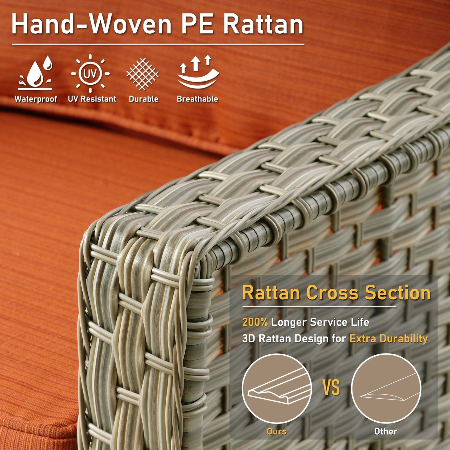 Ensemble de 2 chaises de patio extérieures en rotin tressé à dossier haut HOOOWOOO