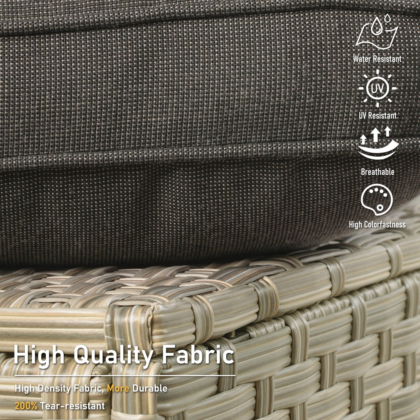 Ensemble de 2 chaises de patio extérieures en rotin tressé à dossier haut HOOOWOOO