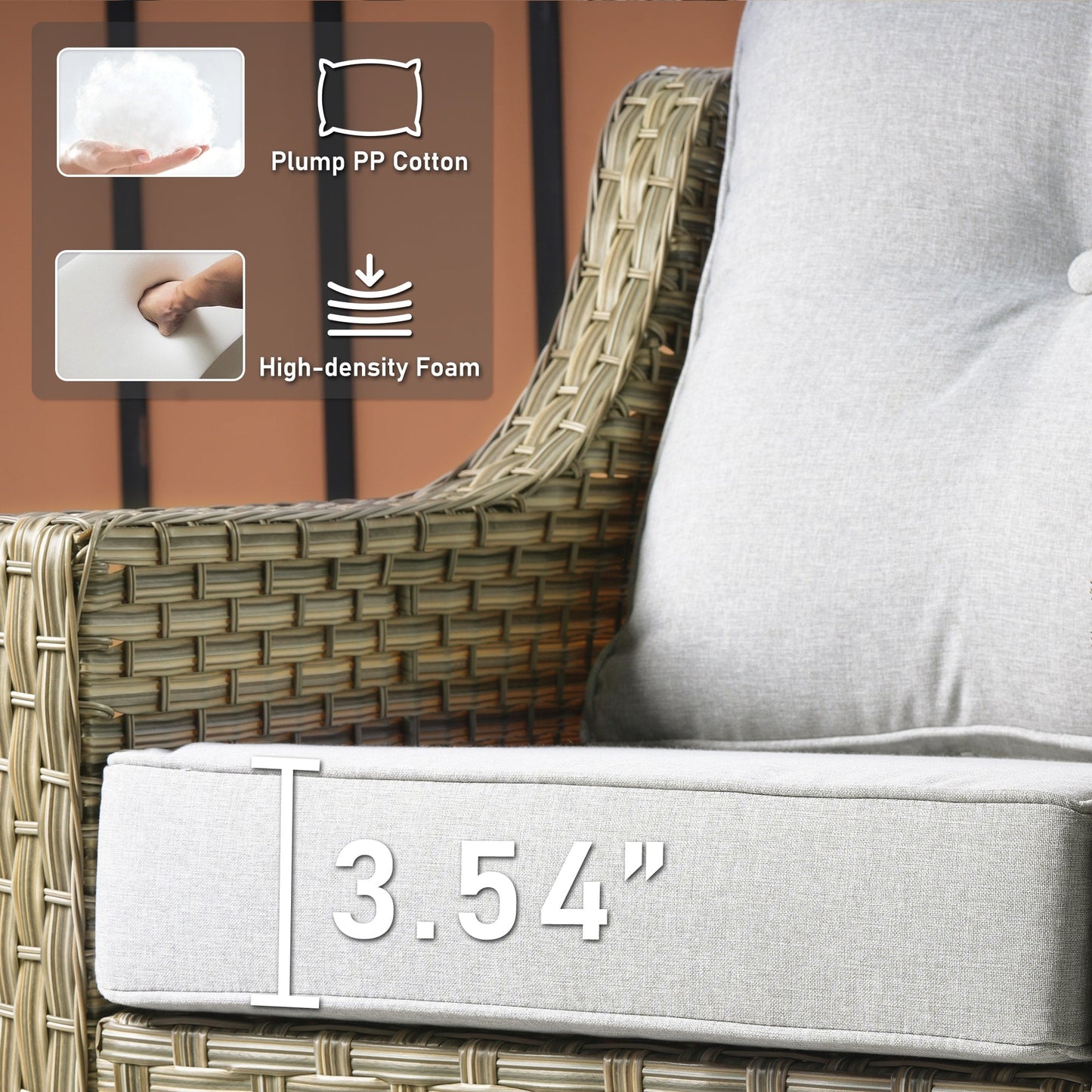 Ensemble de 2 chaises de patio extérieures en rotin tressé à dossier haut HOOOWOOO