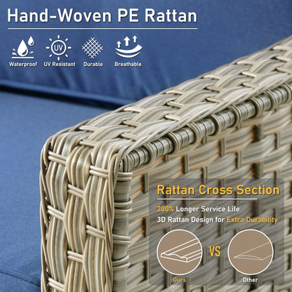 Ensemble de 2 chaises de patio extérieures en rotin tressé à dossier haut HOOOWOOO