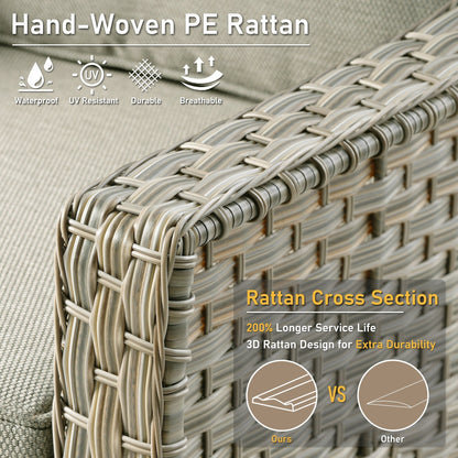 Ensemble de 2 chaises de patio extérieures en rotin tressé à dossier haut HOOOWOOO