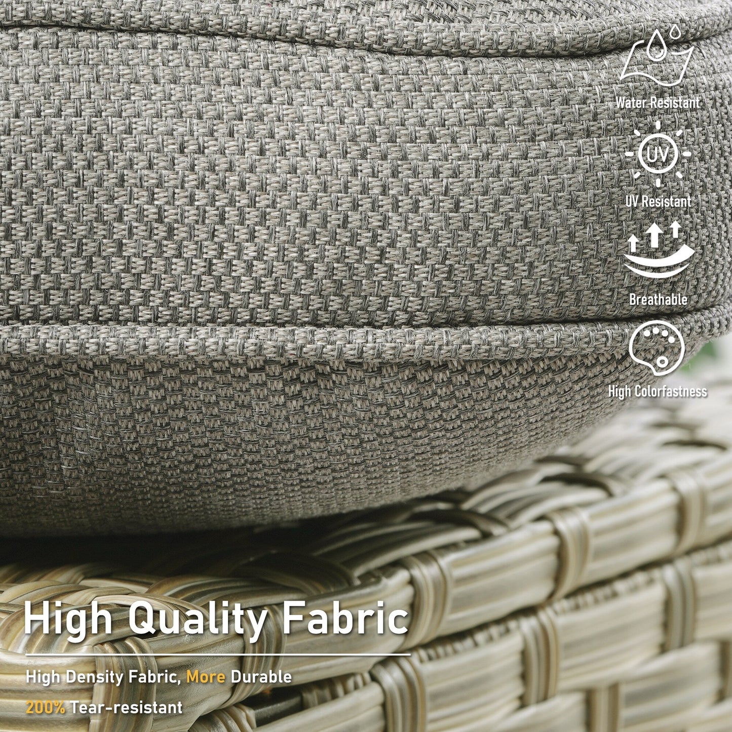 Ensemble de 2 chaises de patio extérieures en rotin tressé à dossier haut HOOOWOOO