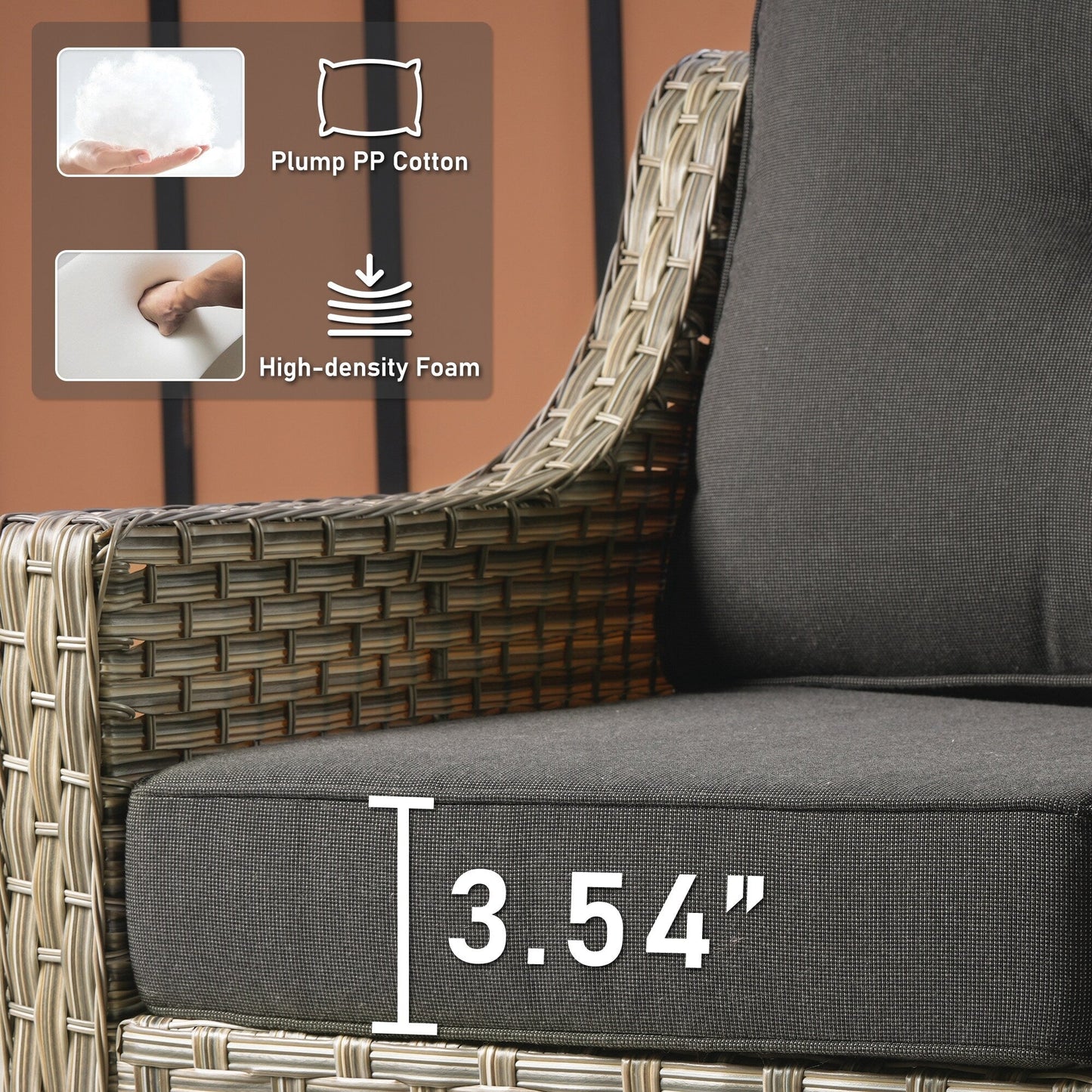 Ensemble de 2 chaises de patio extérieures en rotin tressé à dossier haut HOOOWOOO