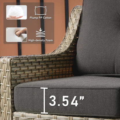 Ensemble de 2 chaises de patio extérieures en rotin tressé à dossier haut HOOOWOOO